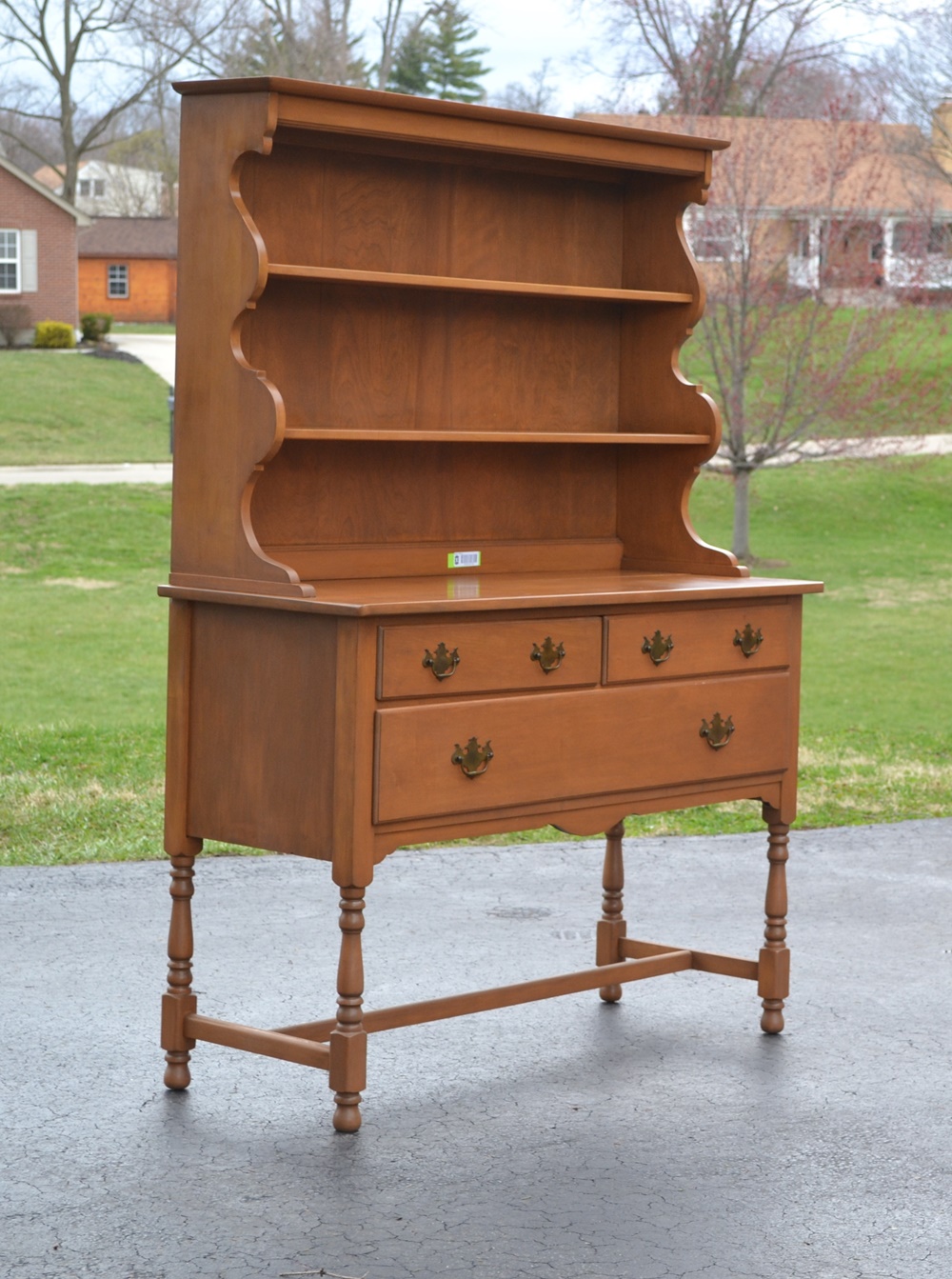 Vintage 1950s Maple China Hutch by O'Hearn Mfg. Co.