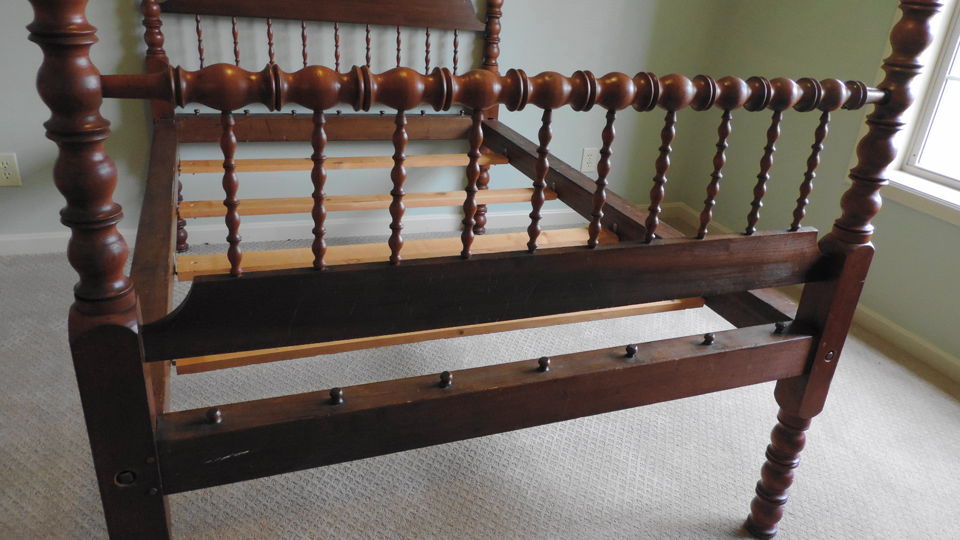 Antique Jenny Lind Bed Circa 1860 w/Custom Bedspread & Skirt
