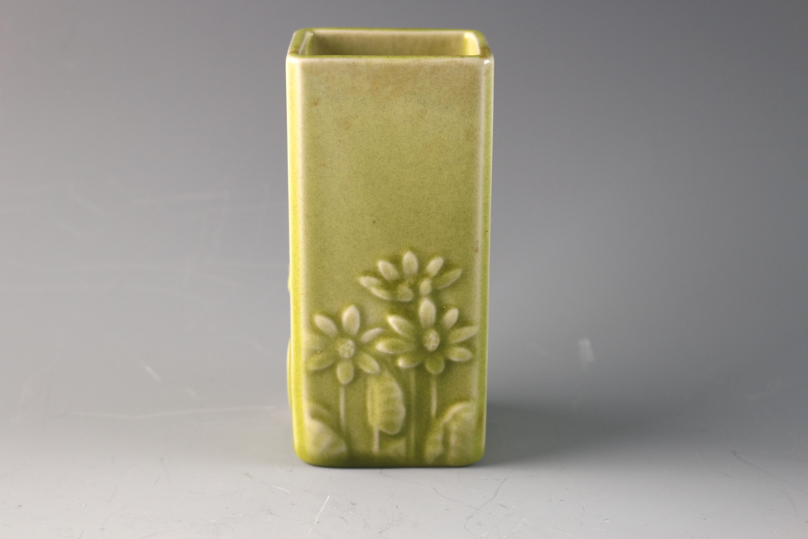 1954 Rookwood Green Daisy Flower Relief Vase #6434