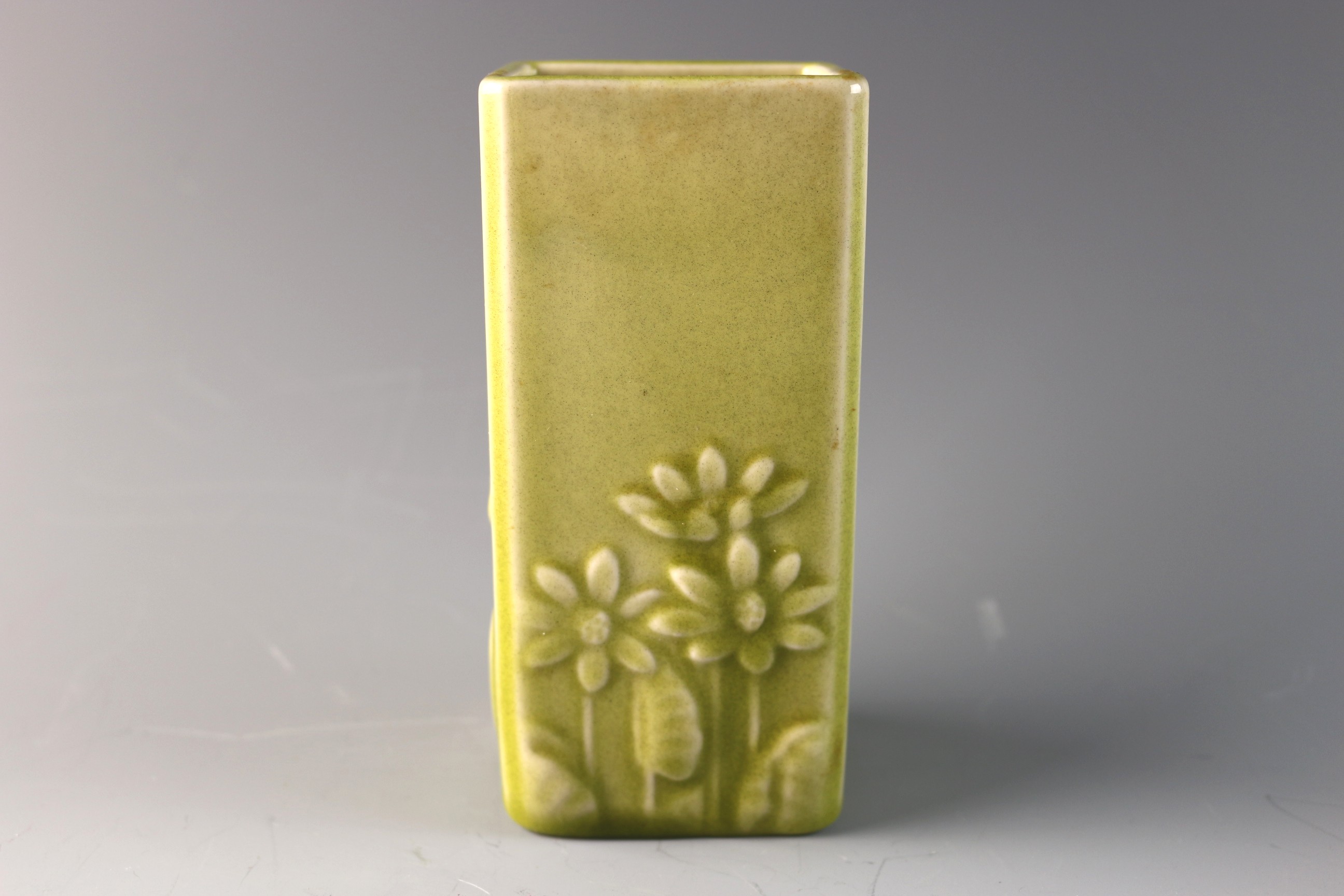 1954 Rookwood Green Daisy Flower Relief Vase #6434