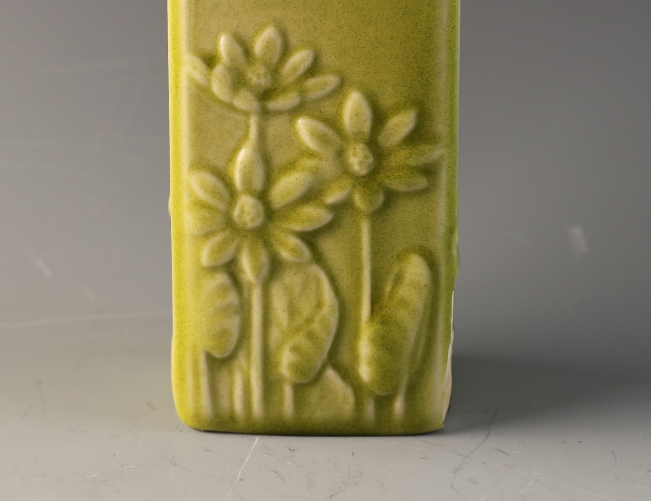 1954 Rookwood Green Daisy Flower Relief Vase #6434