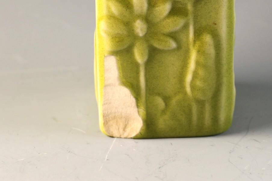 1954 Rookwood Green Daisy Flower Relief Vase #6434
