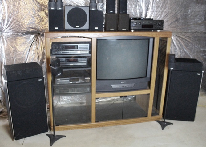 Technics and Pioneer Stereo Equipment with Cabinet