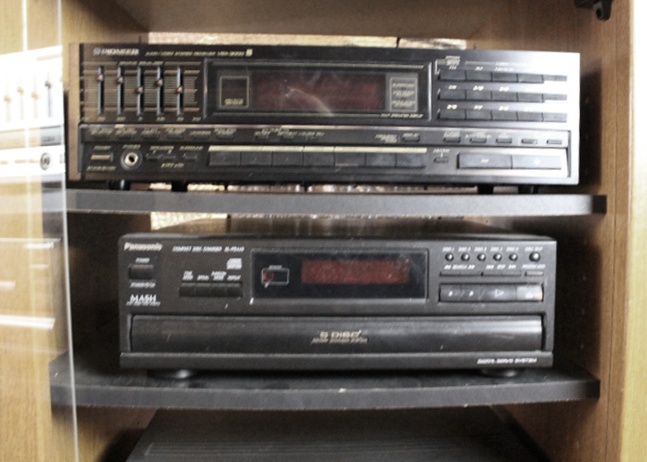 Technics and Pioneer Stereo Equipment with Cabinet