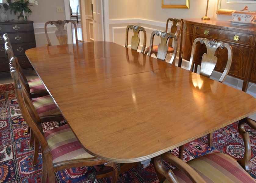 Arthur Brett & Sons, Ltd. Dining Table and Ten Chairs
