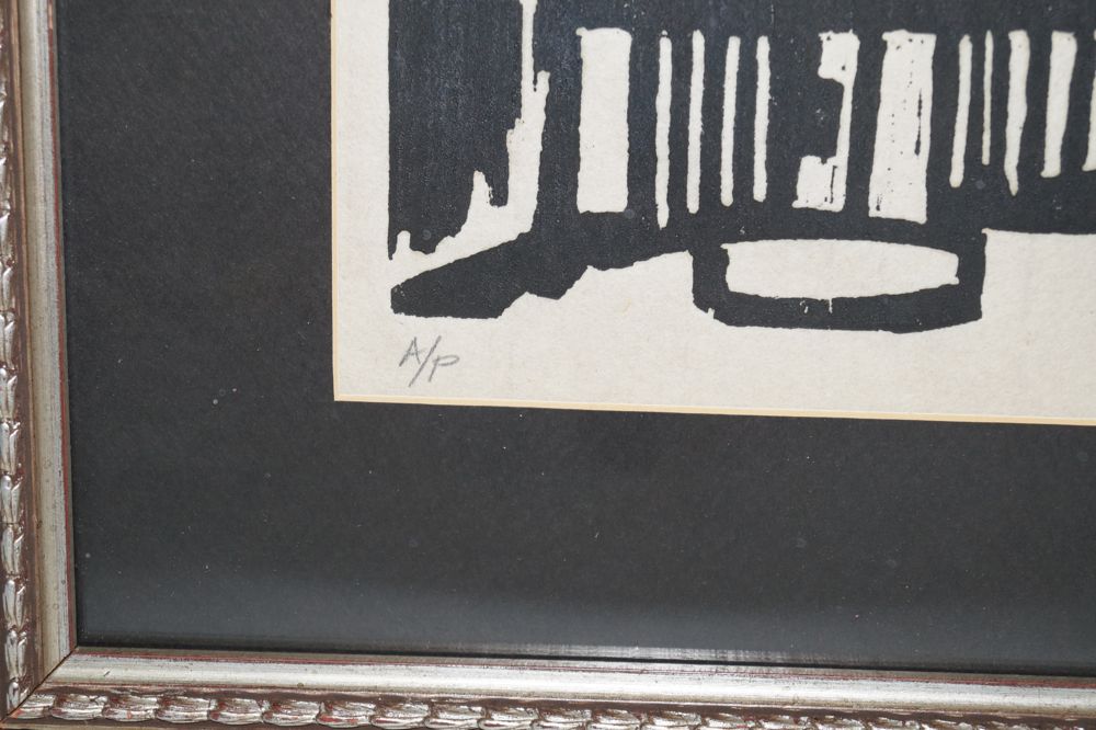 George Longfellow "Music Hall" Woodcut Print on Rice Paper