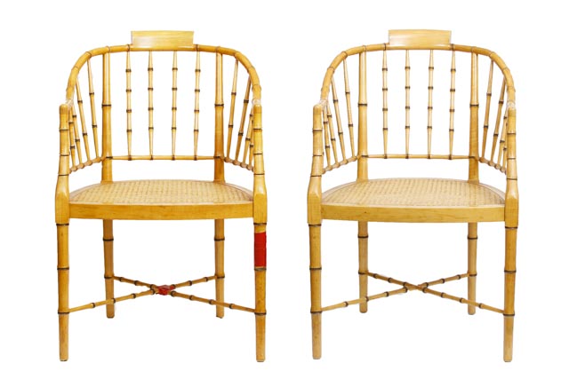 Pair of Baker Faux Bamboo Chairs