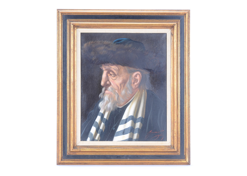 Original Rabbi Portrait Signed Guszich