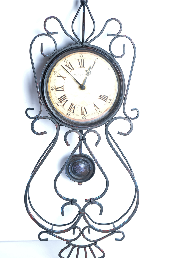 Black Wrought Iron Sterling and Noble Wall Clock