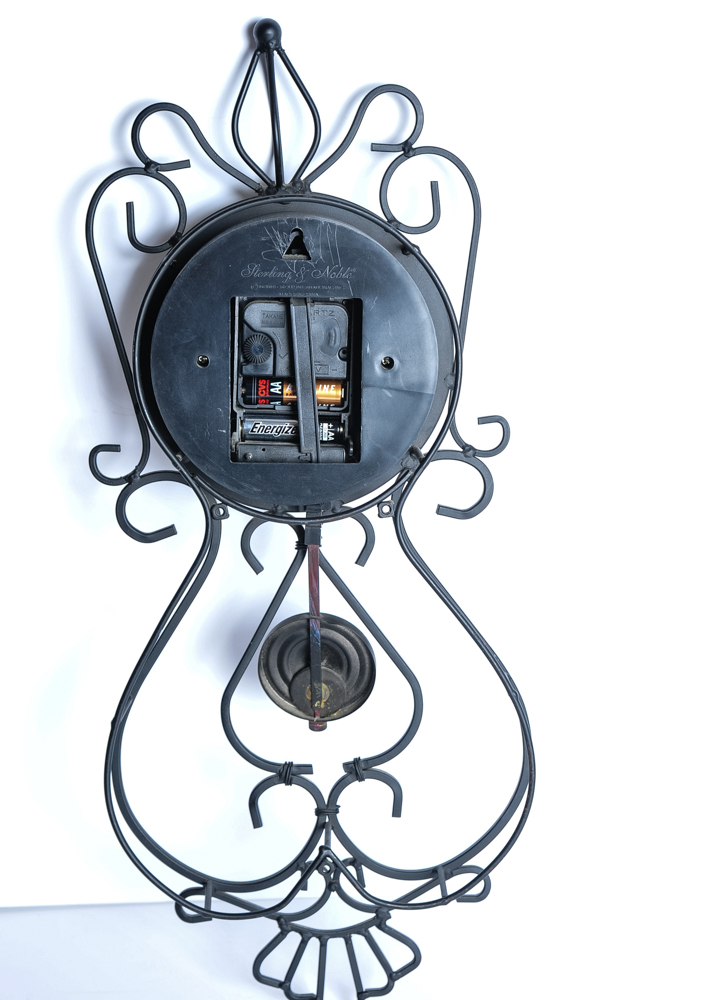 Black Wrought Iron Sterling and Noble Wall Clock