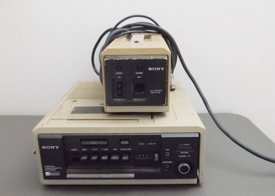 1977 Betamax Portable Videocassette Recorder and Power Supply