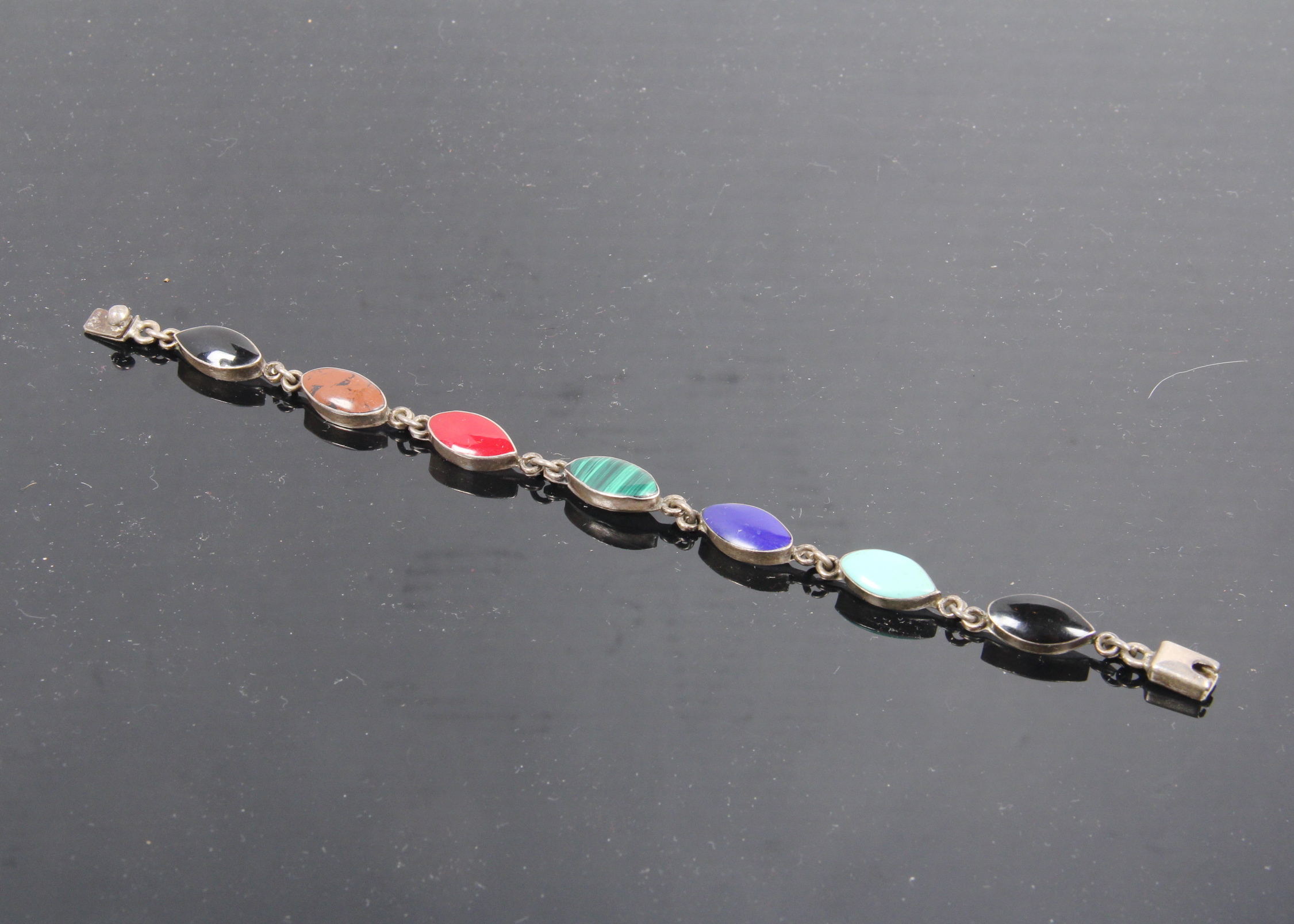 Mexican Sterling Silver Bracelet with Stones