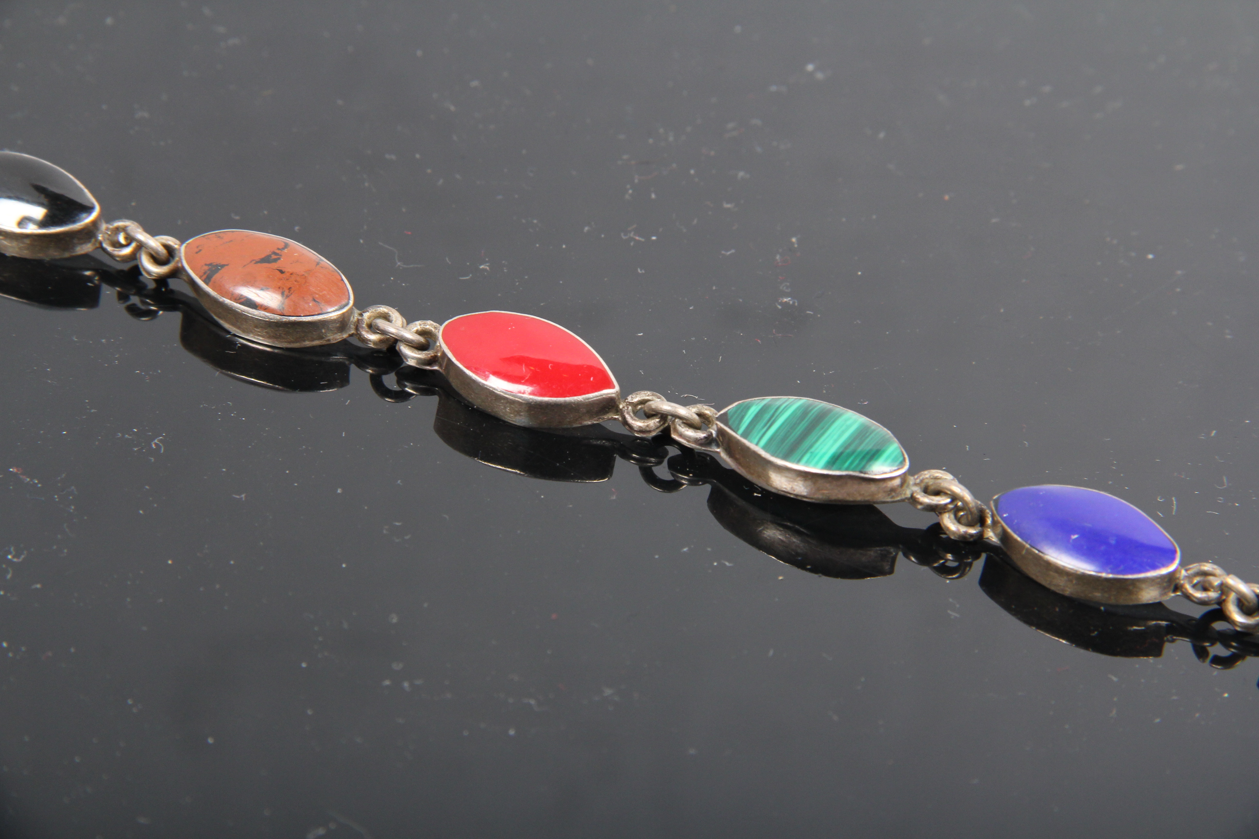 Mexican Sterling Silver Bracelet with Stones