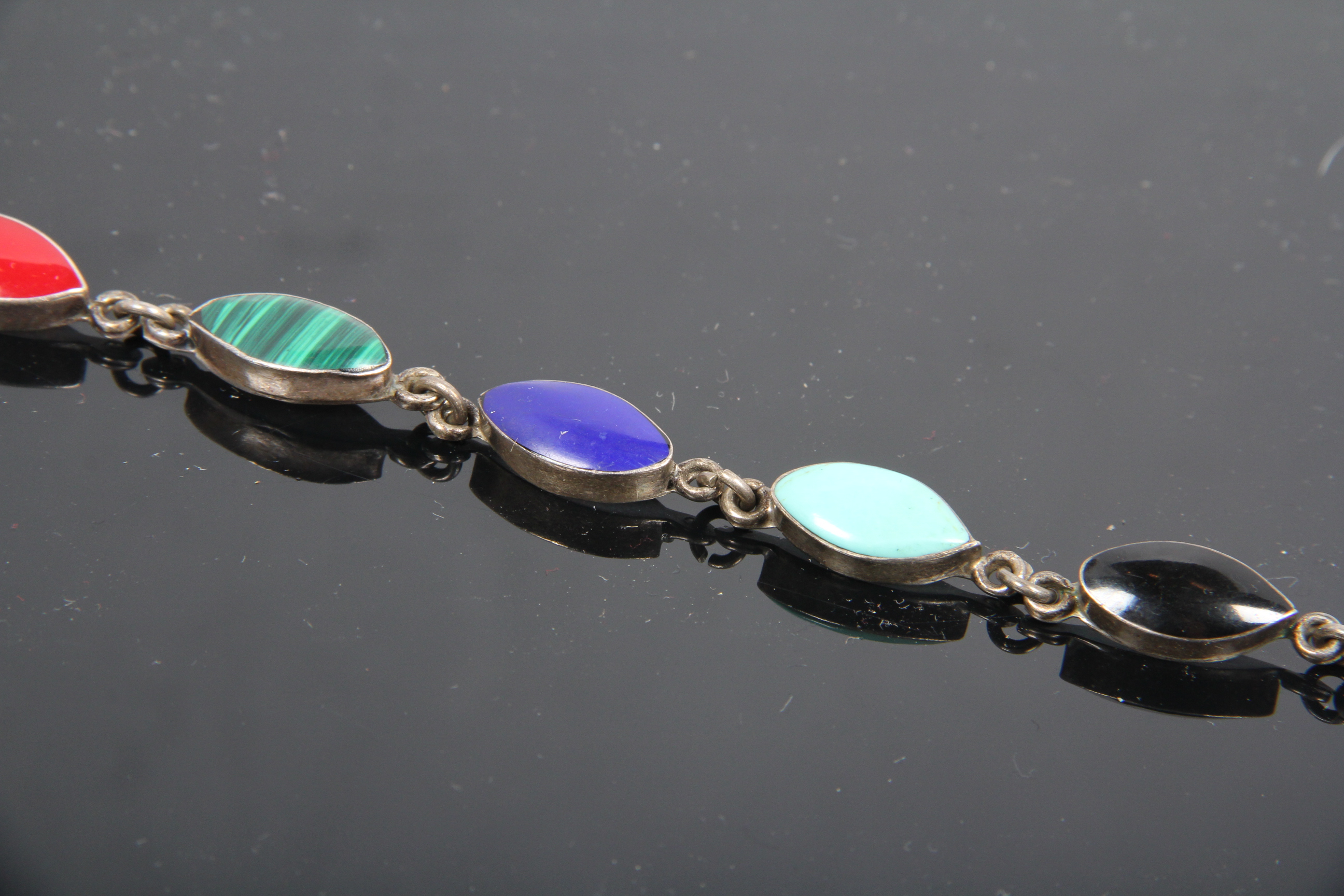 Mexican Sterling Silver Bracelet with Stones