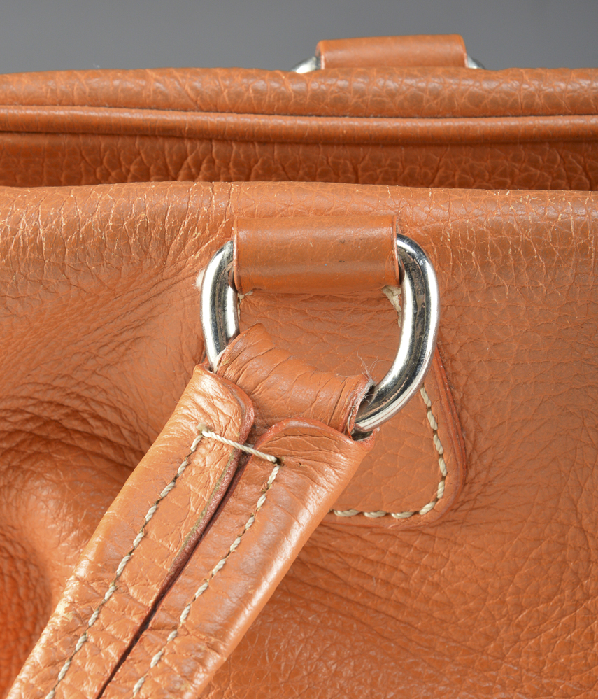 Prada Orange Pebbled Leather Tote