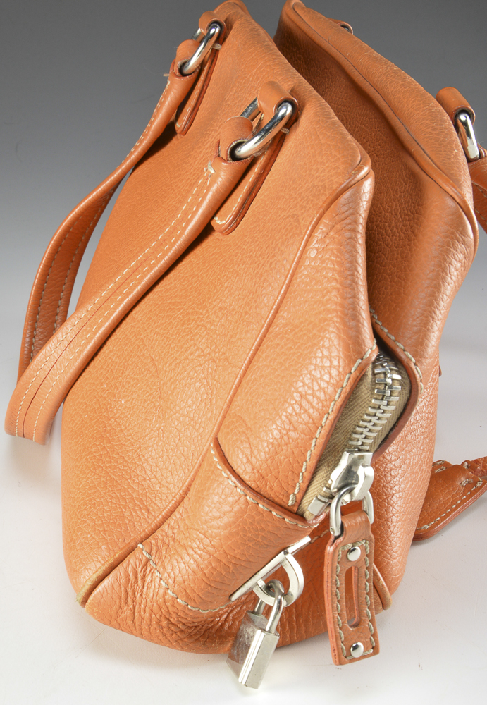 Prada Orange Pebbled Leather Tote