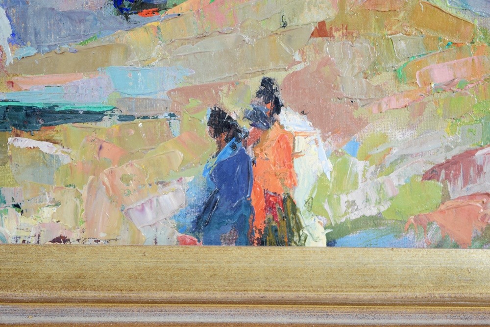 "The Campfire" Original Oil Painting by Irma Koen, 20th Century