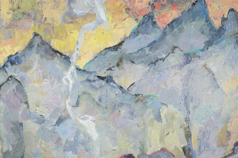 "The Campfire" Original Oil Painting by Irma Koen, 20th Century