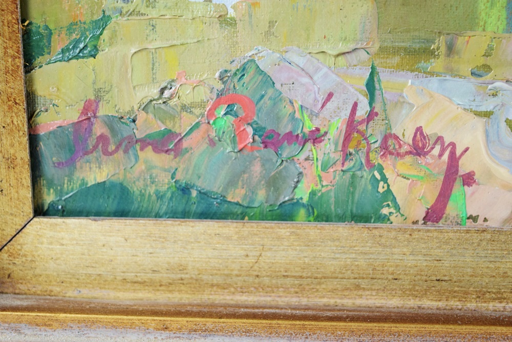 "The Campfire" Original Oil Painting by Irma Koen, 20th Century