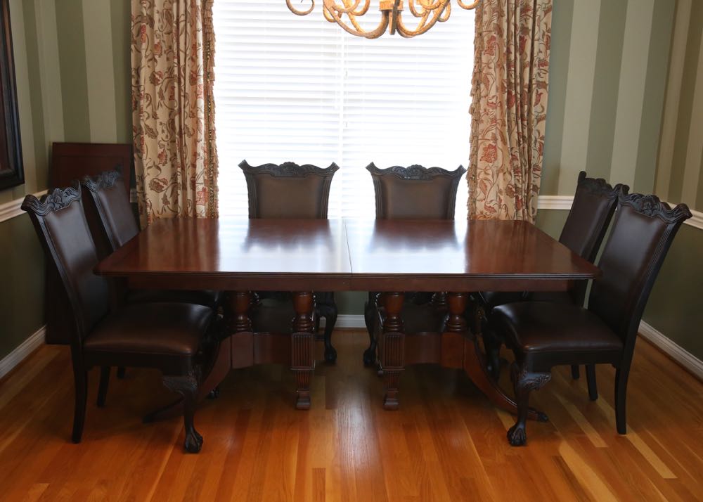 Reproduction Duncan Phyfe Style Dining Table & Chairs
