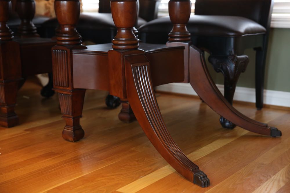 Reproduction Duncan Phyfe Style Dining Table & Chairs