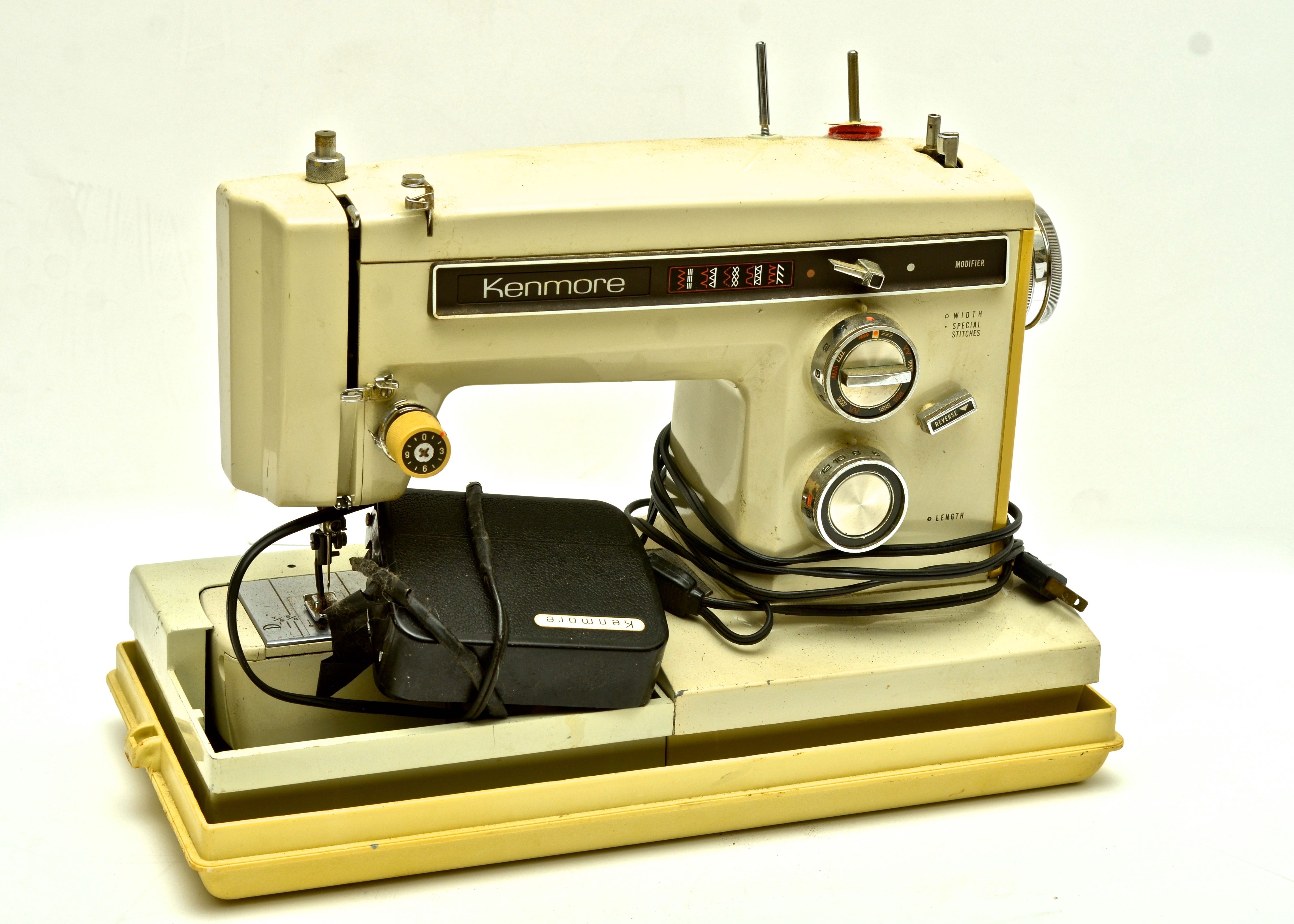 Kenmore Sewing Machine with Vintage Dritz Skirt Marker and Lamp