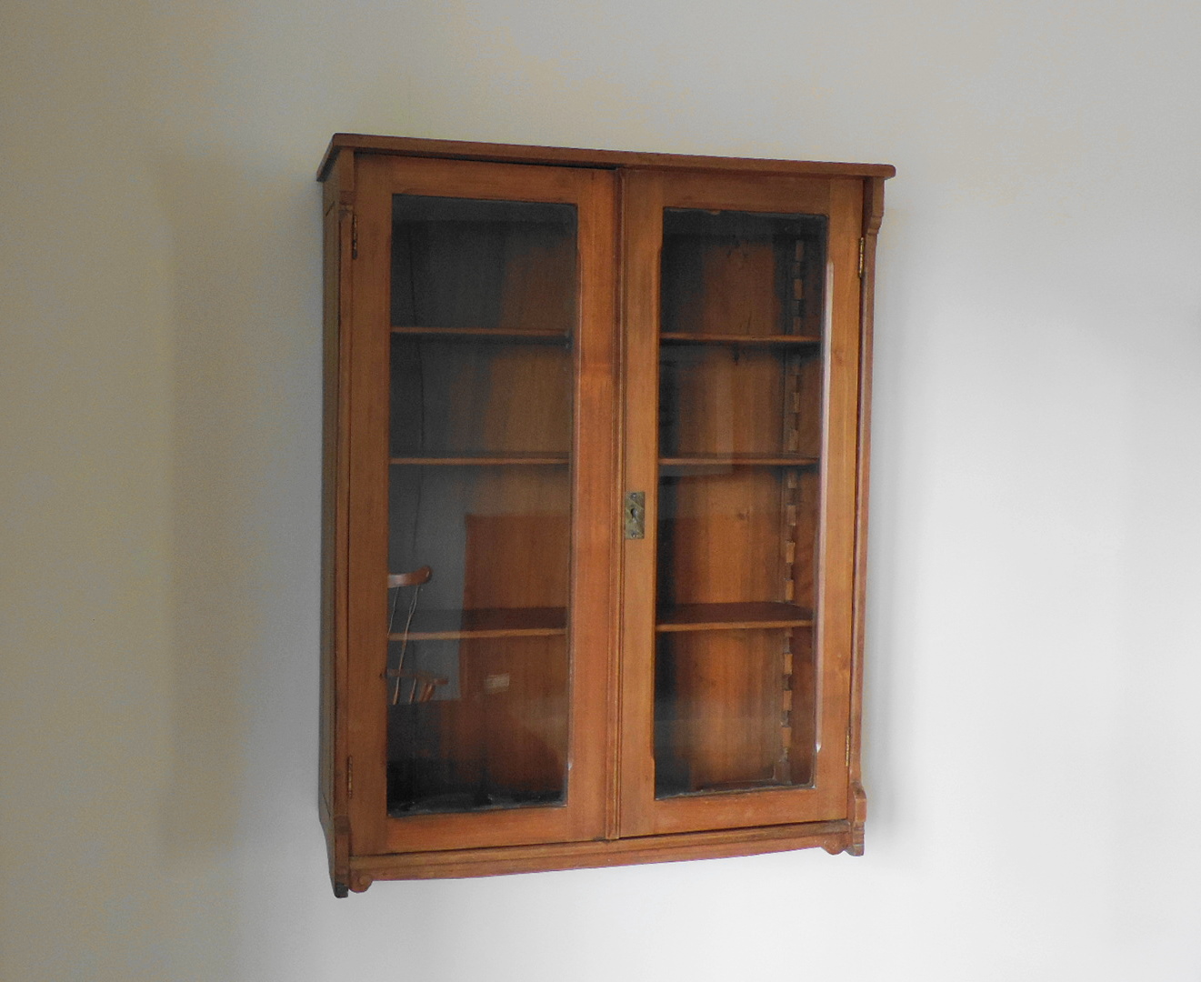 Antique Wall Hung Cabinet With Glass Doors