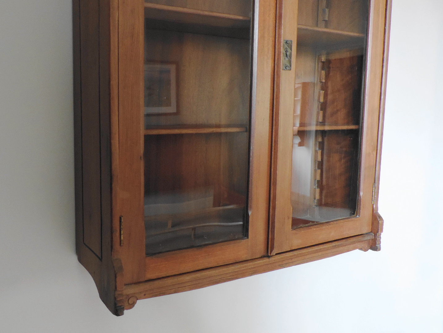 Antique Wall Hung Cabinet With Glass Doors
