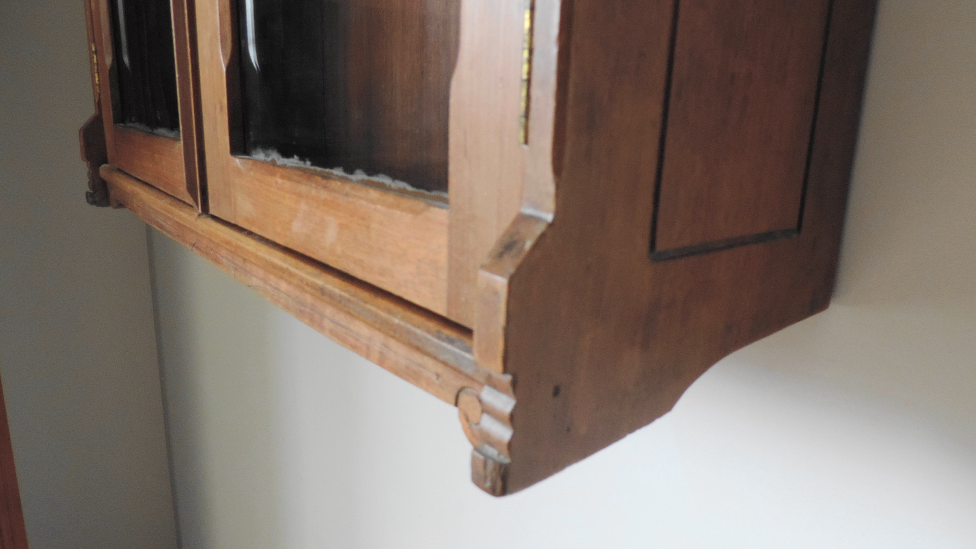 Antique Wall Hung Cabinet With Glass Doors