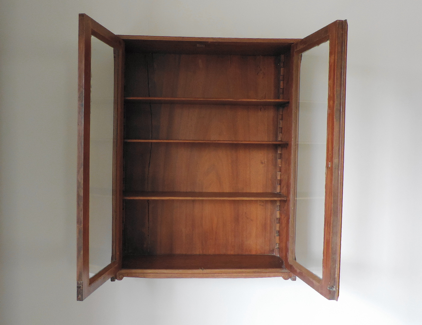 Antique Wall Hung Cabinet With Glass Doors
