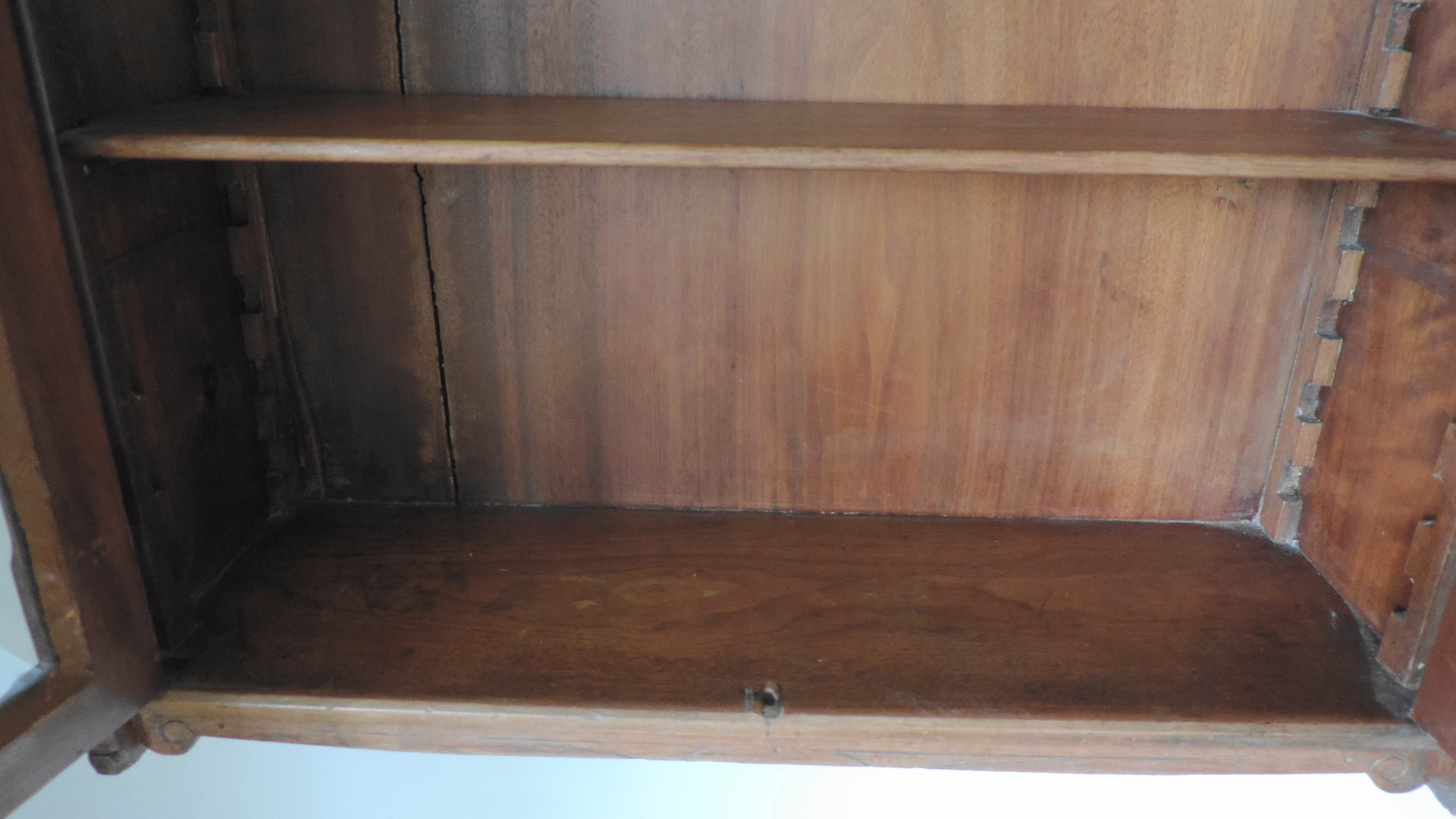 Antique Wall Hung Cabinet With Glass Doors