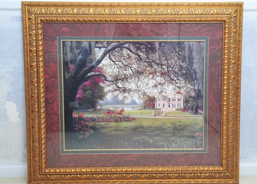 Framed "One Fine Morning" by RC Carter Offset Lithograph
