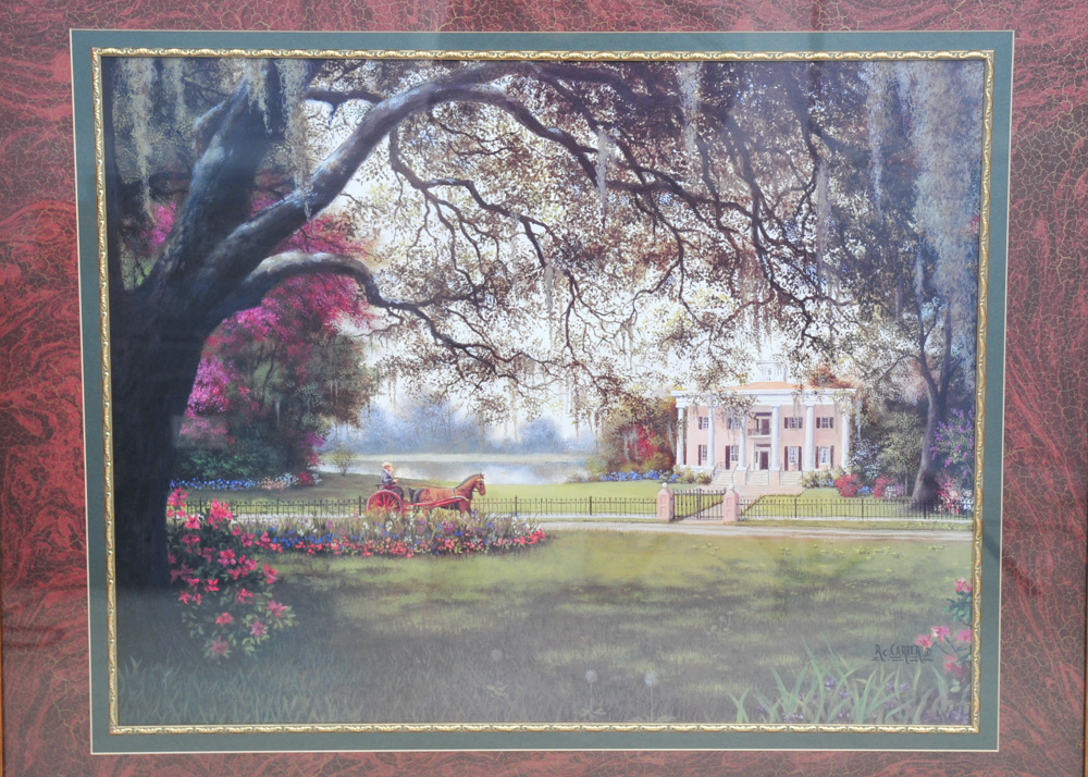 Framed "One Fine Morning" by RC Carter Offset Lithograph