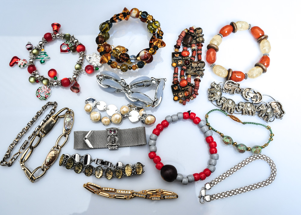 Assortment of Costume Jewelry Bracelets