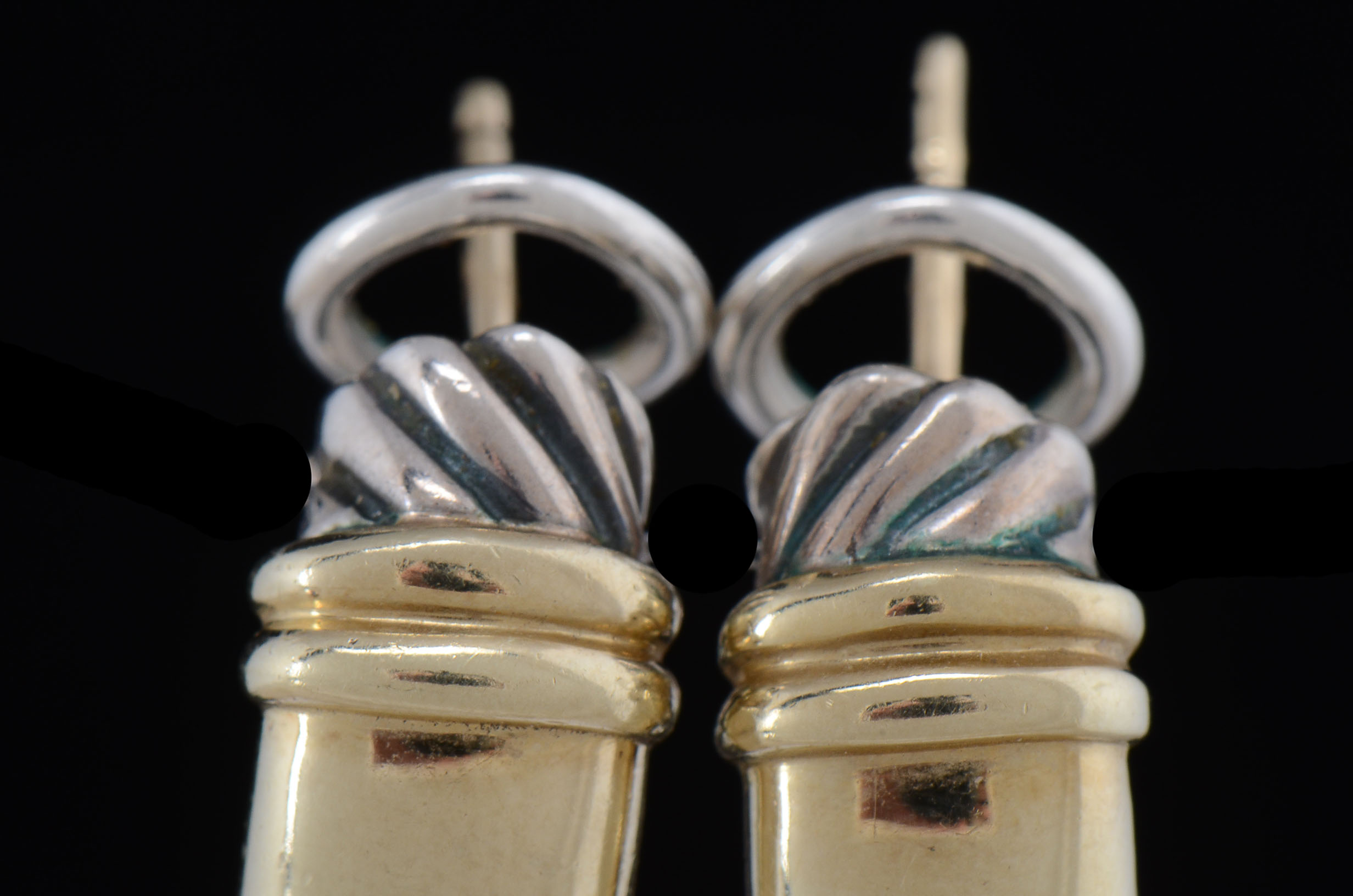David Yurman Sterling and 14K Gold Cable Shrimp Earrings