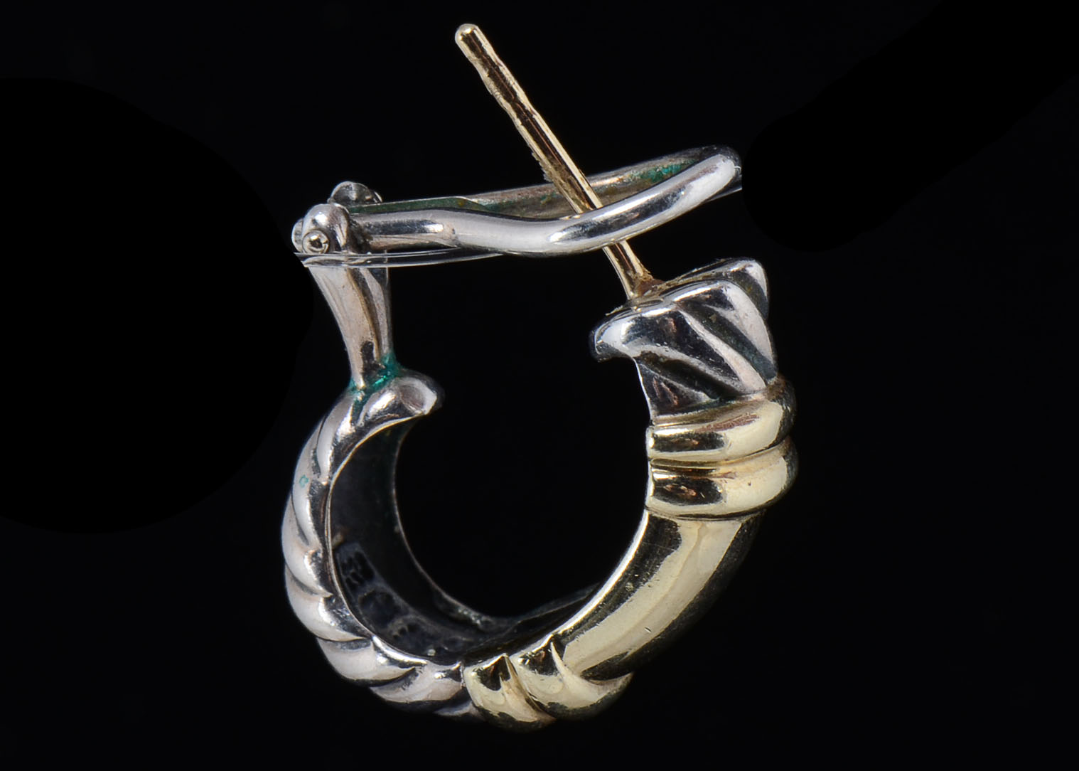 David Yurman Sterling and 14K Gold Cable Shrimp Earrings