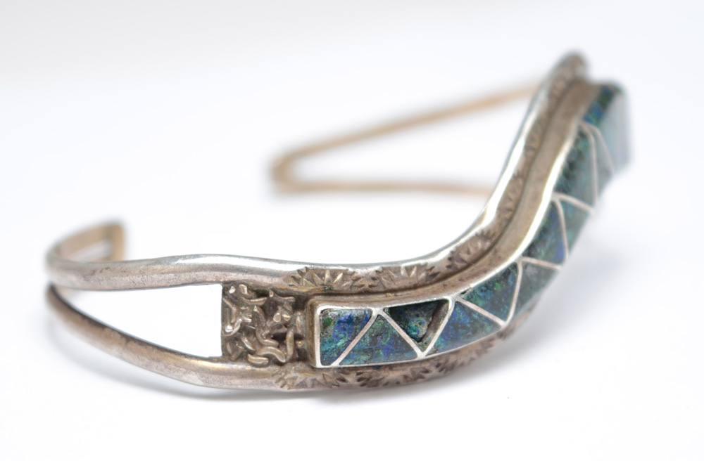 Zuni Sterling Inlay Cuff and Turquoise Jewelry