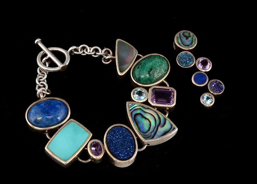 Tess Brooks Sterling, Multi-Stone Bracelet and Pendant