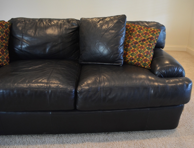 Henredon Black Leather Sofa