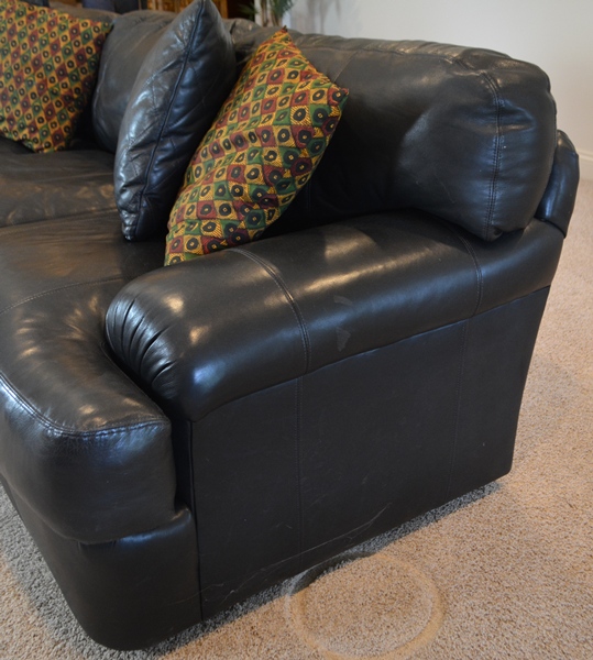 Henredon Black Leather Sofa