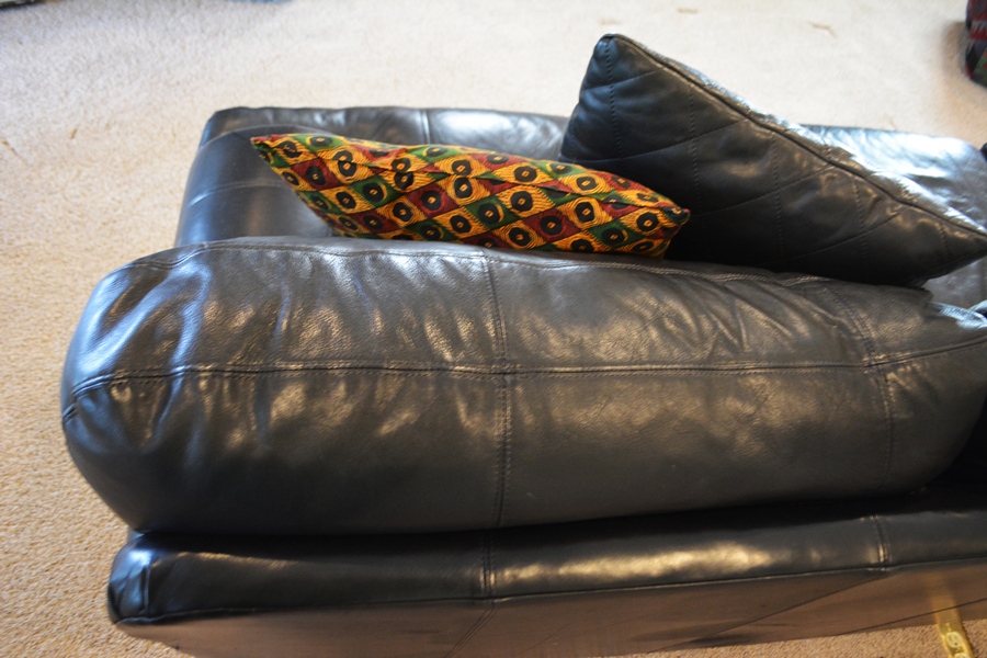 Henredon Black Leather Sofa