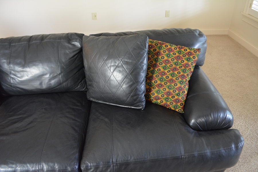 Henredon Black Leather Sofa