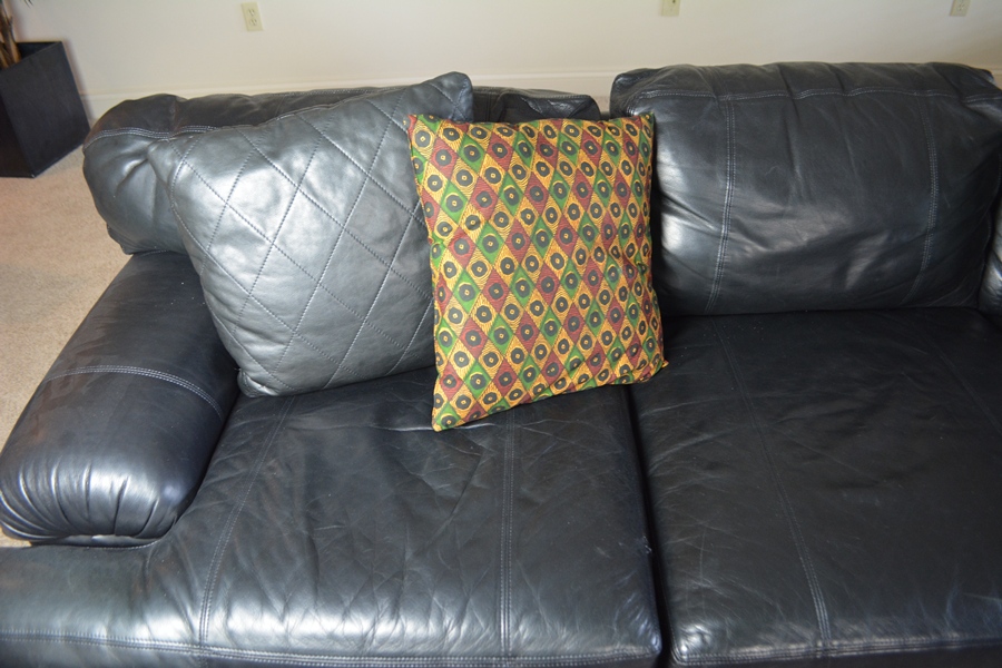 Henredon Black Leather Sofa