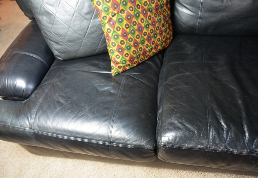 Henredon Black Leather Sofa