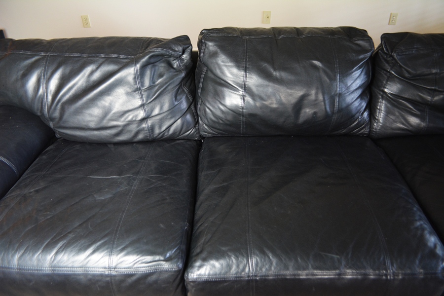 Henredon Black Leather Sofa