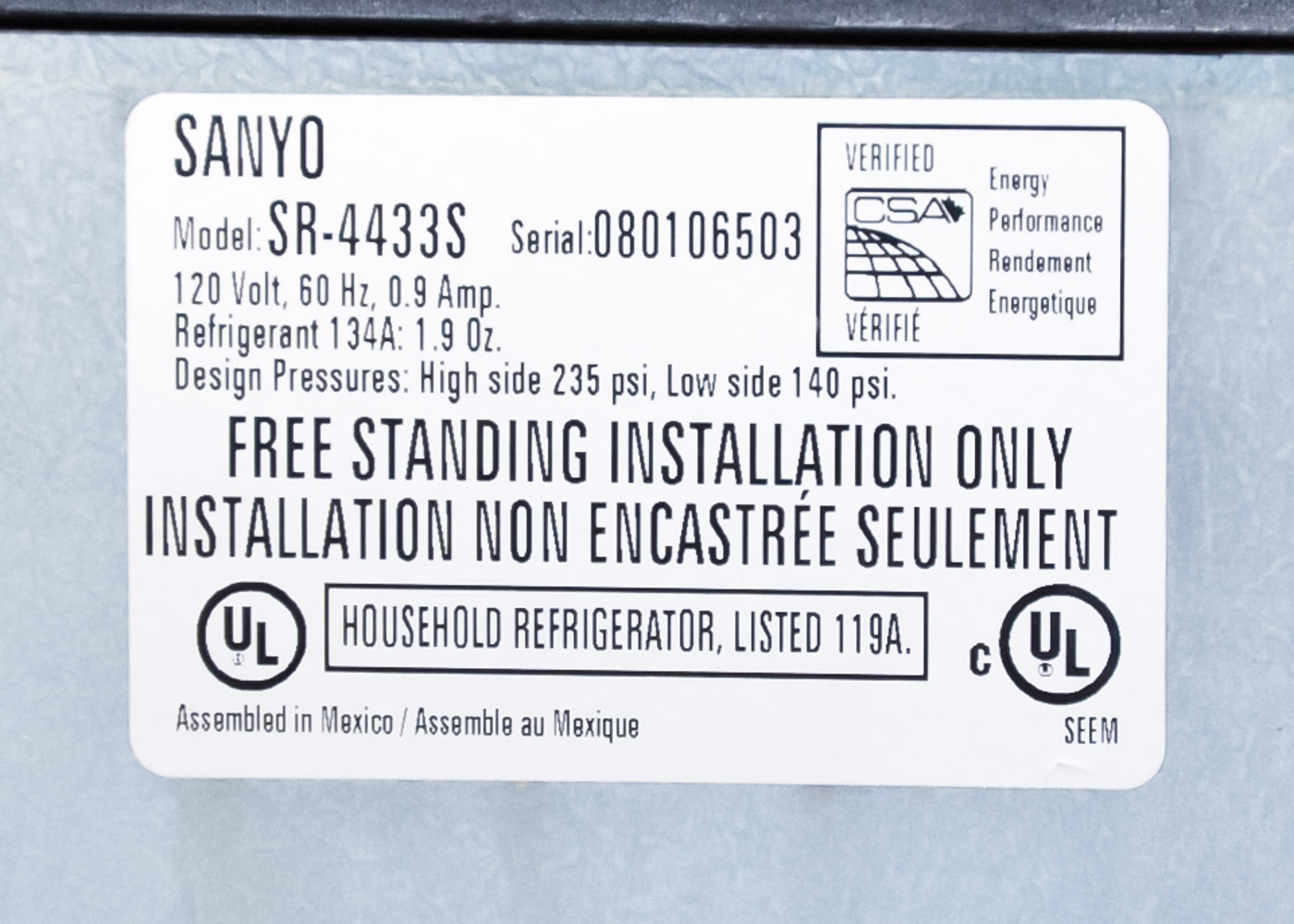 Sanyo Stainless Steel Mini Fridge