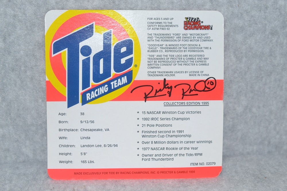 Ricky Rudd Autographed Nascar Tide Racing Collectibles