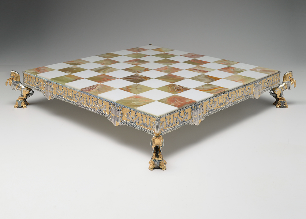 Piero Benzoni Medieval 24K Gold and Silver Plate Chess Set