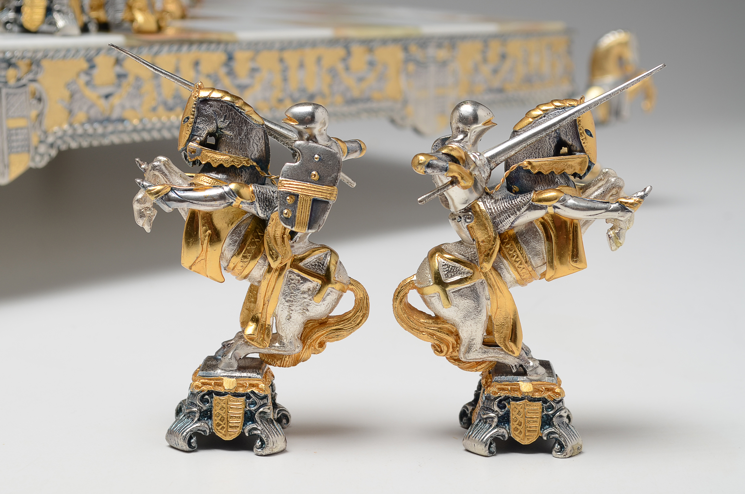 Piero Benzoni Medieval 24K Gold and Silver Plate Chess Set