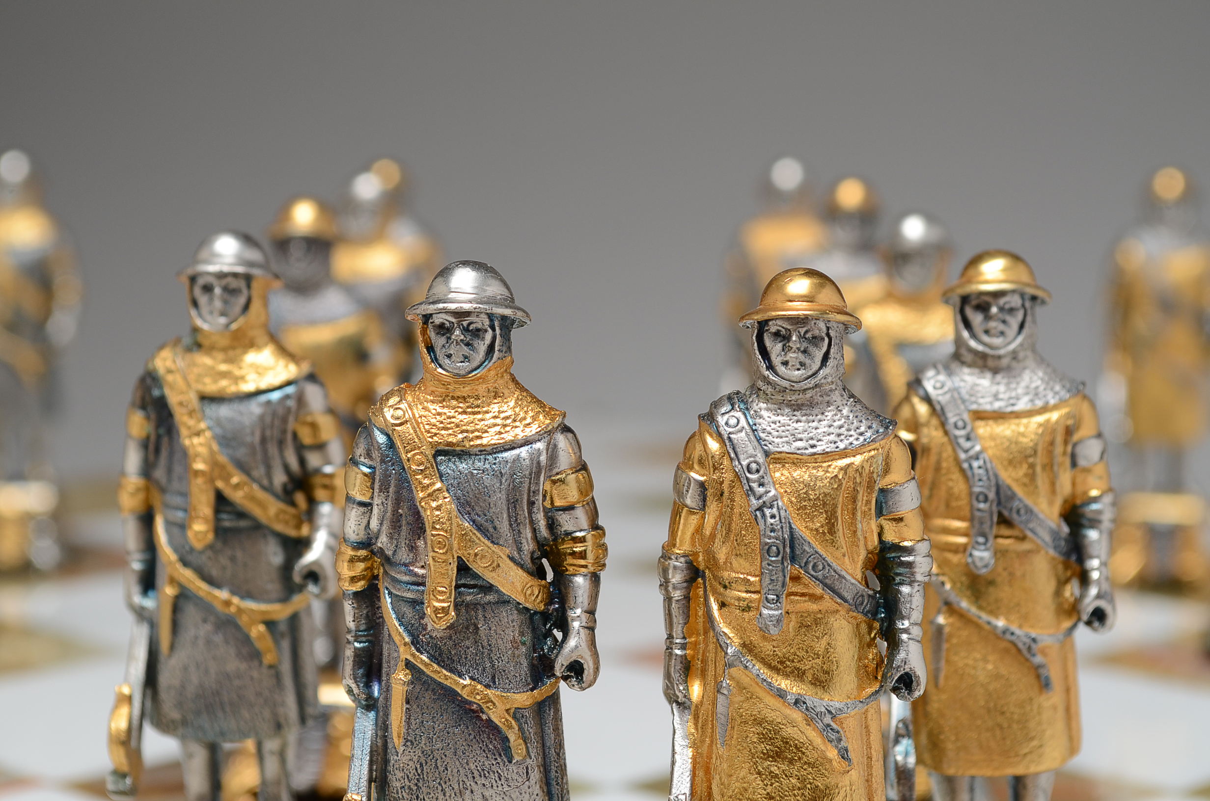 Piero Benzoni Medieval 24K Gold and Silver Plate Chess Set